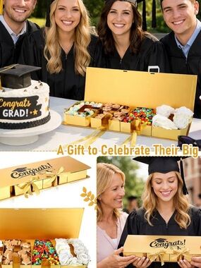 Congrats! Gold Graduation Gift Box - Fillable with Whatever you'd like